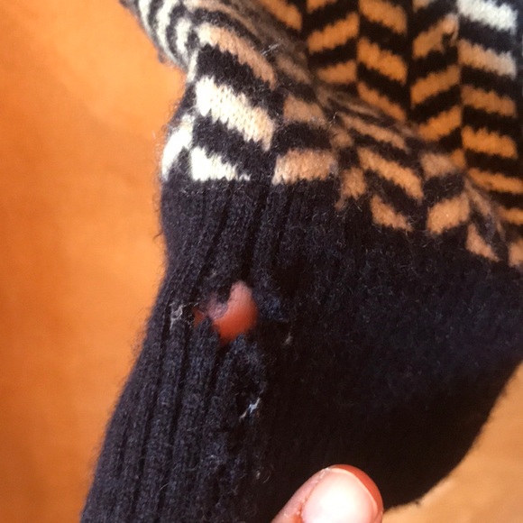 J. Crew, Italian cashmere navy and sea foam pattern size L - Picture 4 of 8